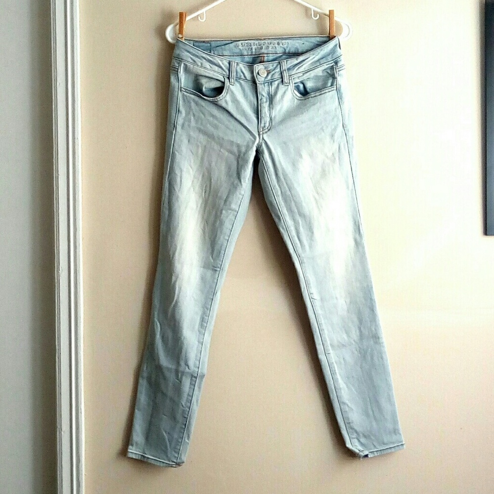 🔥AE Faded Wash Skinny Jeggings - Pale Sky🔥